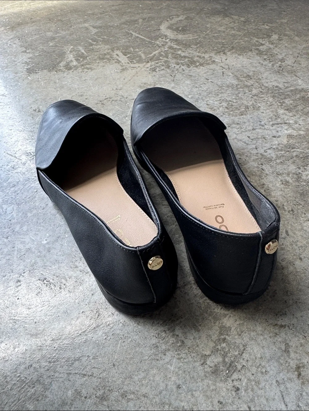Aldo Black Leather Slip-On Loafers